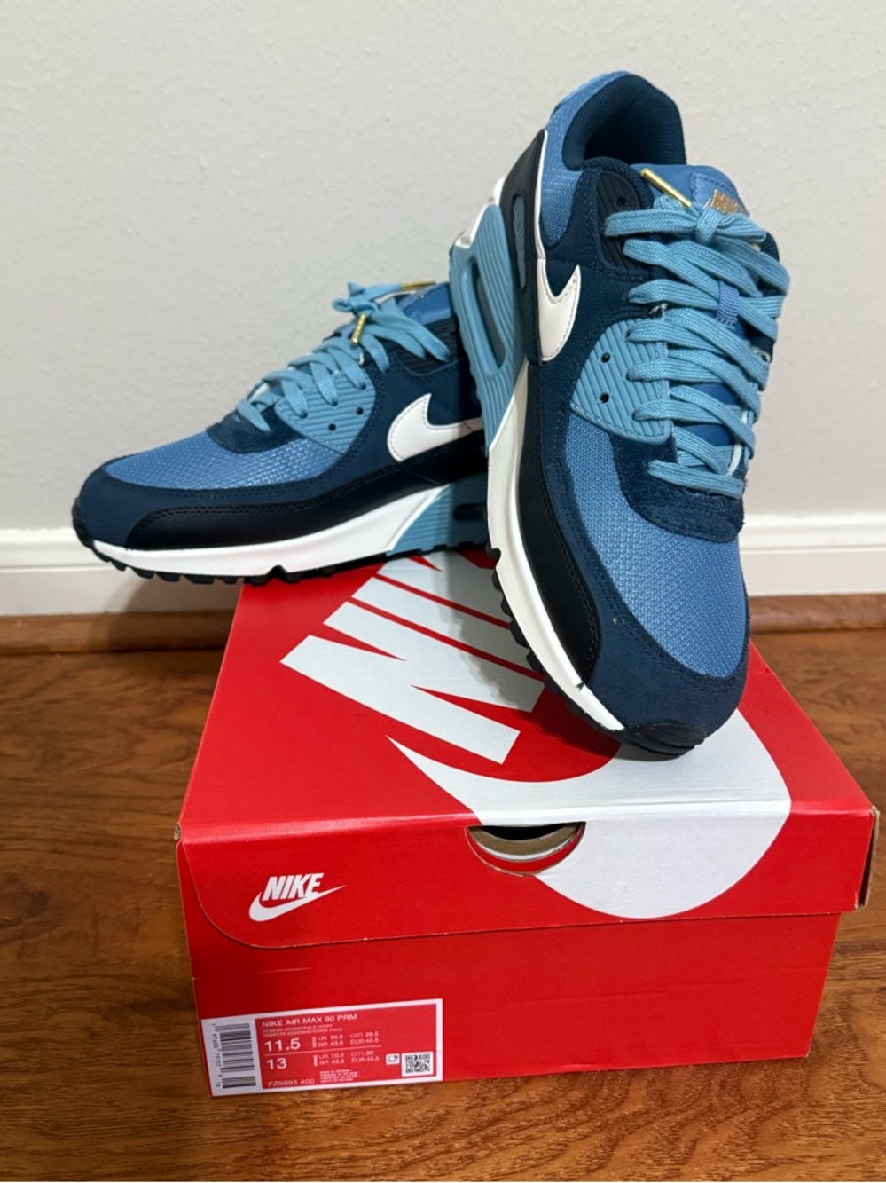 Nike Air Max 90 PRM FZ9895 400 Aegean Storm/Pale Ivory Men’s 11.5 WITH BOX